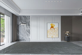 现代简约客厅背景墙空场景