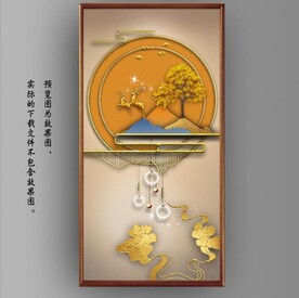 光影抽象几何麋鹿风景玄关装饰画