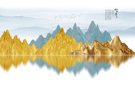 新中式山水画背景墙