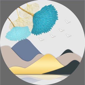 轻奢装饰画 杏叶 叶子 鸽子