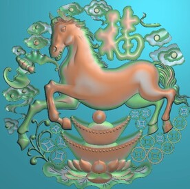 马上有福马上有钱挂屏精雕图