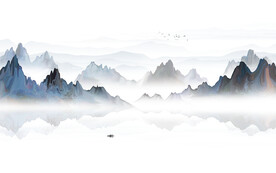 雅士白水墨山水新中式背景墙
