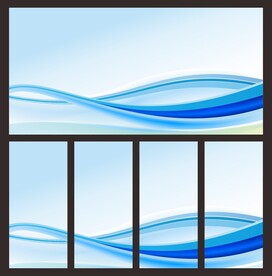 蓝色背景曲线底边装饰