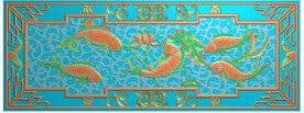 莲年有鱼挂屏荷花鲤鱼长浮雕