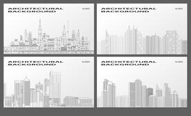 矢量建筑城市线条剪影