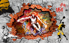 3D破洞篮球背景墙