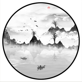 水墨山水画江南水乡