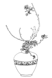 手绘插花艺术矢量线稿