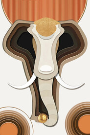 轻奢装饰画 大象 圆圈线条