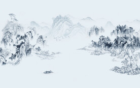 青山绿水新中式简约现代背景墙