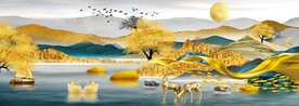 麋鹿金山装饰画