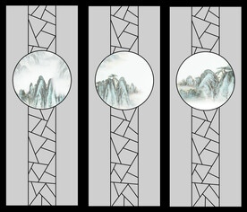 高清分层透明底推拉门打印图