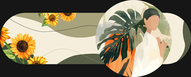 装饰画 菊花向日葵 美女