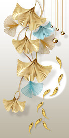 装饰画 杏叶 金鱼