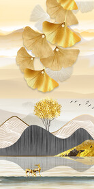 装饰画 杏叶 麋鹿