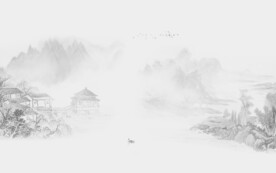 意境水墨山水画背景墙
