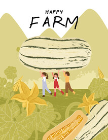 农作物丰收插画设计