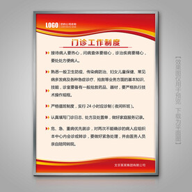 医院门诊工作制度展牌制度牌海报