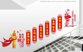 社会主义核心价值观楼梯文化墙