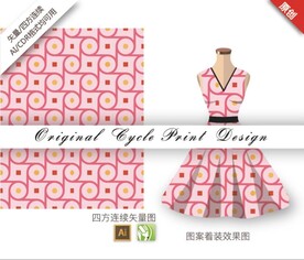 抽象手绘线条几何复古服饰图案