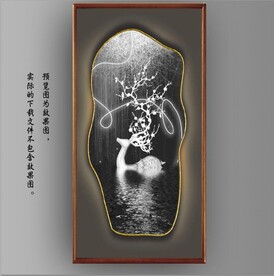 光影灯带画中镜麋鹿玄关装饰画