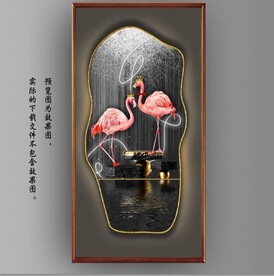 光影灯带画中镜火烈鸟玄关装饰画