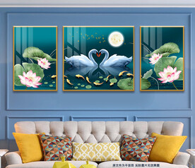 花好月圆荷花天鹅湖装饰画