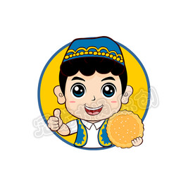 卡通维族男孩和馕