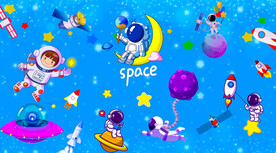 卡通星空宇航员儿童房