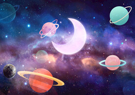 外太空儿童房背景画
