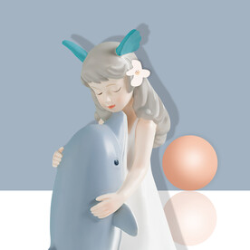 装饰画 海豚 卡通女孩