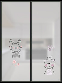 高清分层透明底推拉门打印图