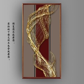 3D抽象金色飘带玄关装饰画