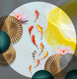 装饰画 金鱼 弧线