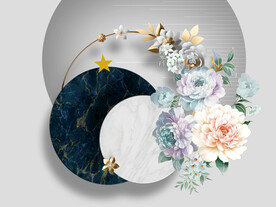 装饰画 牡丹花 大理石纹