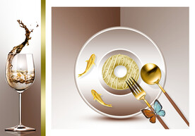 装饰画 红酒杯 勺子叉