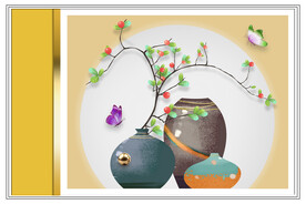 装饰画 蝴蝶 花瓶