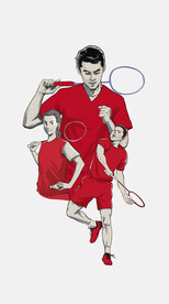 羽毛球员手绘