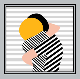 装饰画 抽象人物画 拥抱