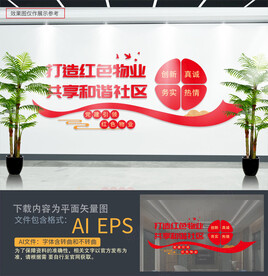 红色物业文化墙