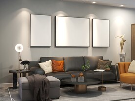 客厅装饰画背景墙效果图样机设计