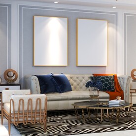 客厅装饰画背景墙效果图样机设计