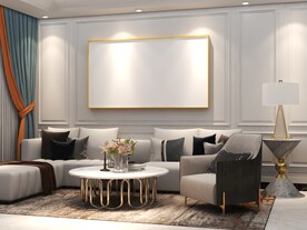 客厅装饰画背景墙效果图样机设计