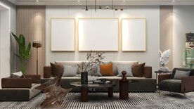 客厅装饰画背景墙效果图样机设计