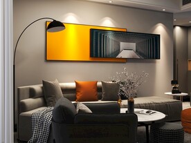 客厅装饰画背景墙效果图样机设计