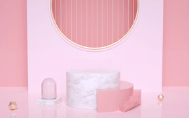 C4D红色电商展台banner