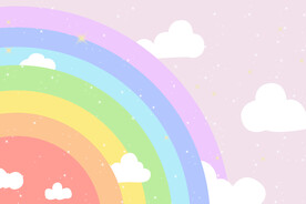 彩虹卡通儿童壁画星星白云
