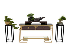 新中式端景台3d模型