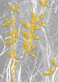 装饰画 金色花朵 大理石裂纹