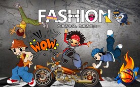 工装涂鸦背景墙画图片